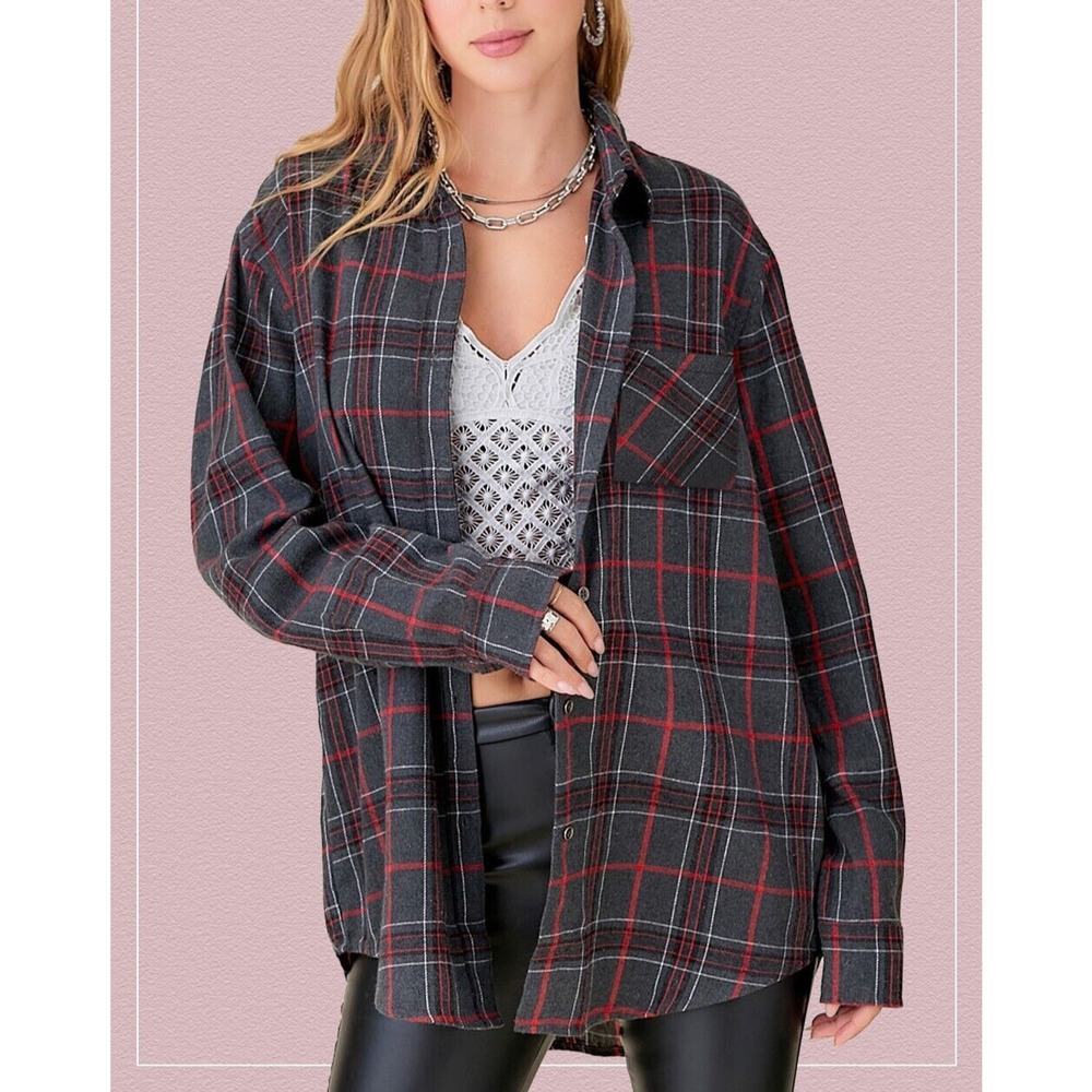 La Miel Women's Encore Plaid Button Up Shirt